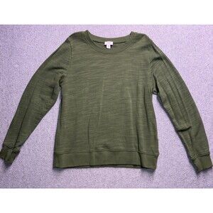 J.Crew Slub Cotton Crewneck Sweatshirt - Olive Green Women’s Size Small